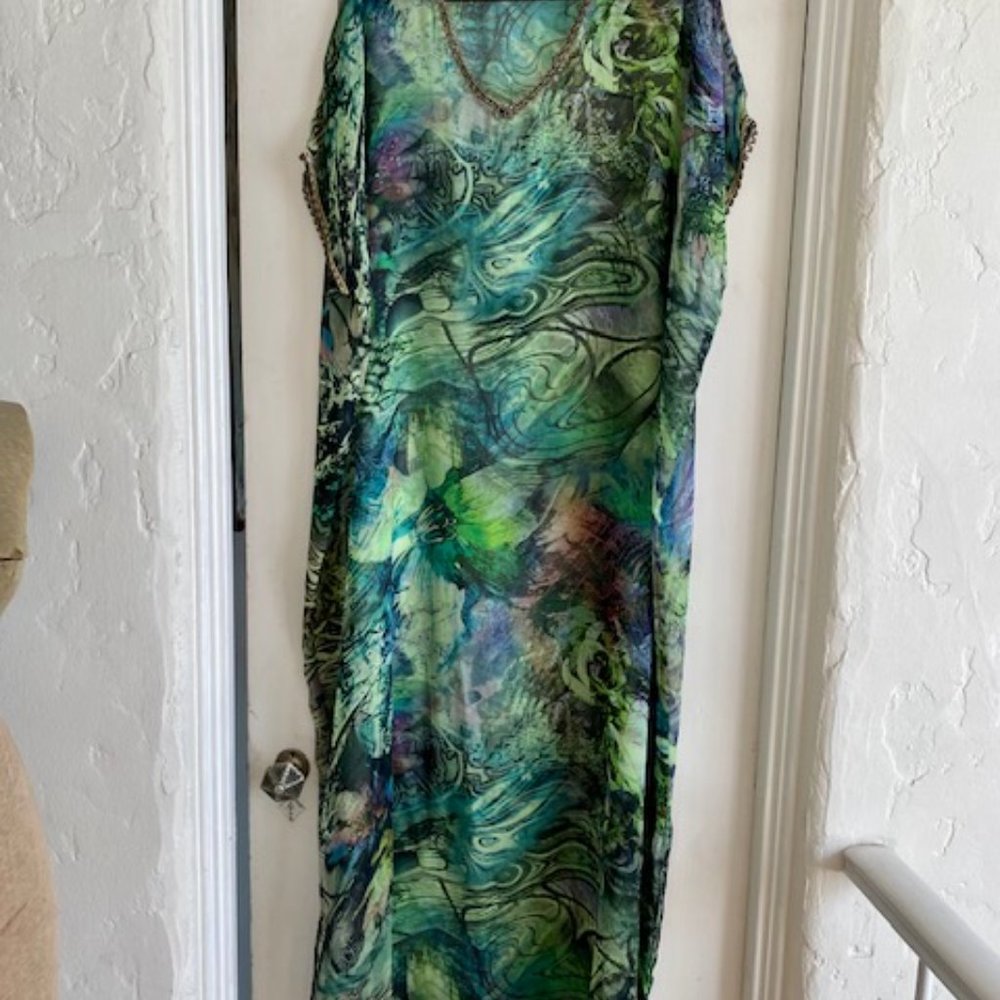 Custom Made Sheer Chiffon Multi Colored Kaftan/Co… - image 8